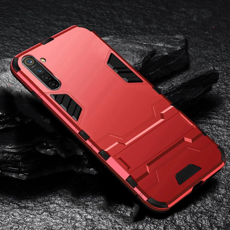 Red Для Realme XT чехол с кольцом-держателем Броня палец кольцо задняя крышка для OPPO Realme XT чехол для телефона чехлы - Цвет: Red