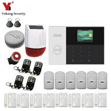 Yobang Security WIFI Alarm Sensors kits For Android and iOS APP GSM SMS Alarmes House Security Solar Power Outdoor Alarm Siren