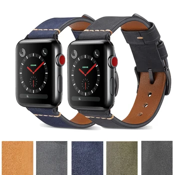 

High quality leather Band for Apple Watch Series 5 4 3 2 1 Strap Bracelet for iWatch 38mm 40mm 42mm 44mm Watchband Accessories