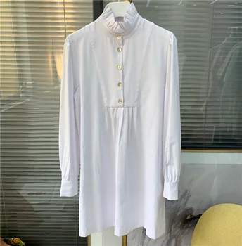 

Women Dress Spring / Summer 2020 Dress Ruffled Cotton Mini Shirt Dress