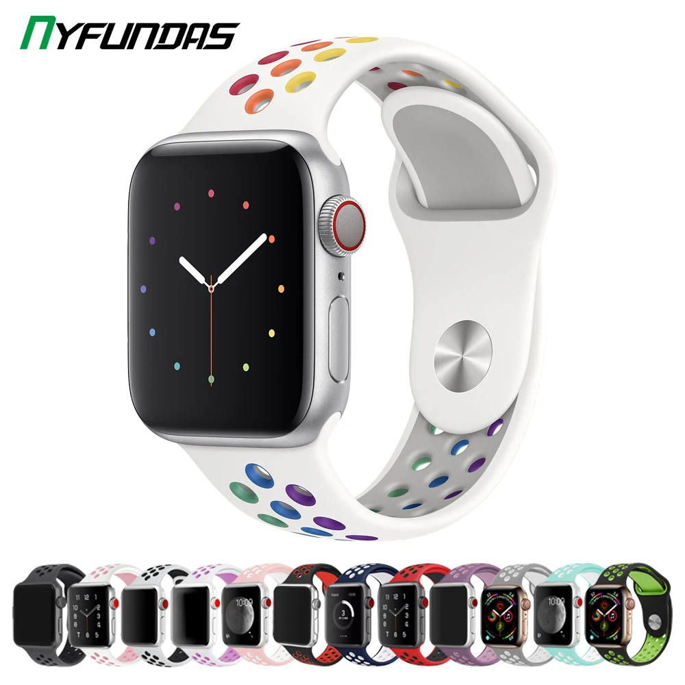 

Breathable Pride Rainbow Silicone Sports Band for Apple Watch Iwatch 5 4 3 2 1 42MM 38MM 40mm 44mm Rubber Strap Bracelet Bands