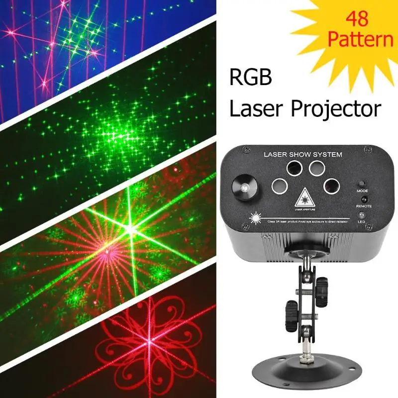 

For Stage Disco Club Bar KTV Family Mini 48 Patterns Voice Control Laser Light Internal External Light Source More Colorful