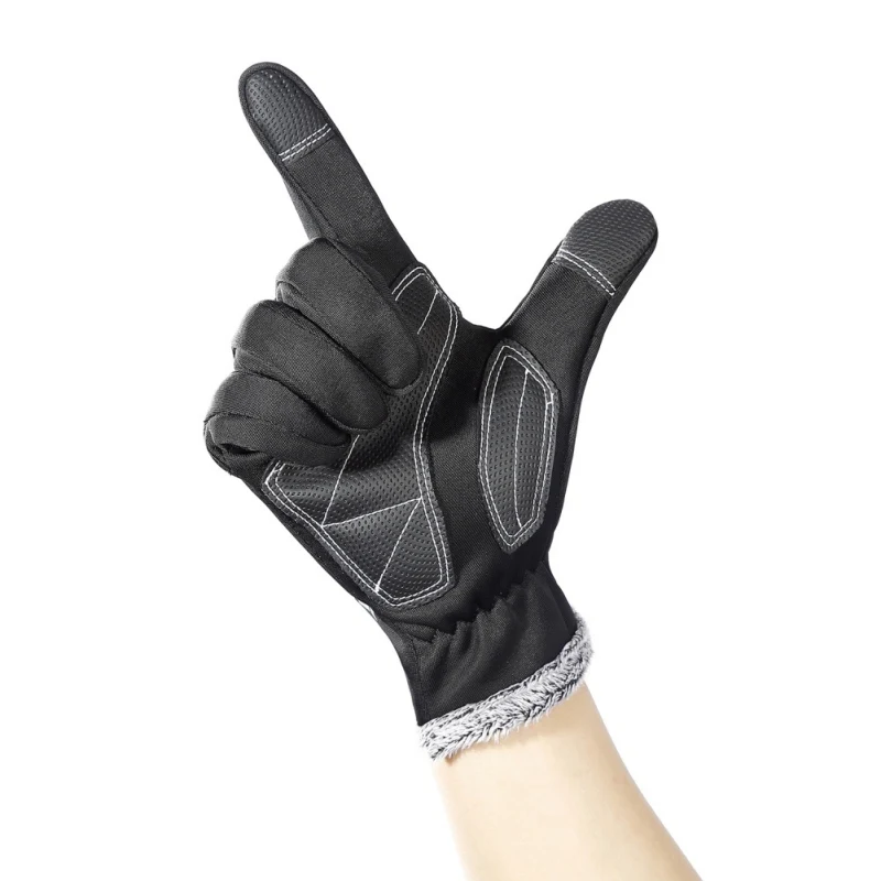 

Winter Waterproof Gloves Unisex Touch Screen Mitten Thickness Warm Polar Fleece Inner Zipper Adjustable Full Finger Glove