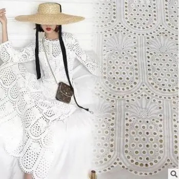 

New 9088 Cotton Embroidered Fabric Hollow Cotton Dress Curtain fashion women's fabric