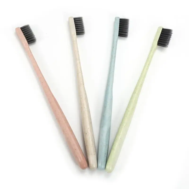 1 Stuks Tandenborstel Natuurlijke Tarwe Stro Handvat Bamboe Houtskool Haren Volwassen Zachte Ultra Fijne Haren Tandenborstels