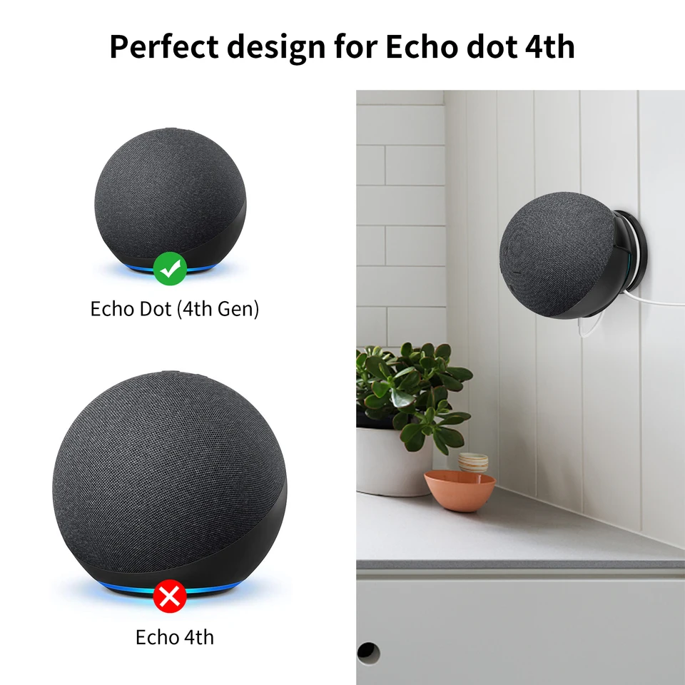 Niceminiwall Supporto da parete per altoparlante Echo-POP, con sistema di gestione dei cavi, design salvaspazio in ABS, supporto per casa, ufficio, soggiorno (nero