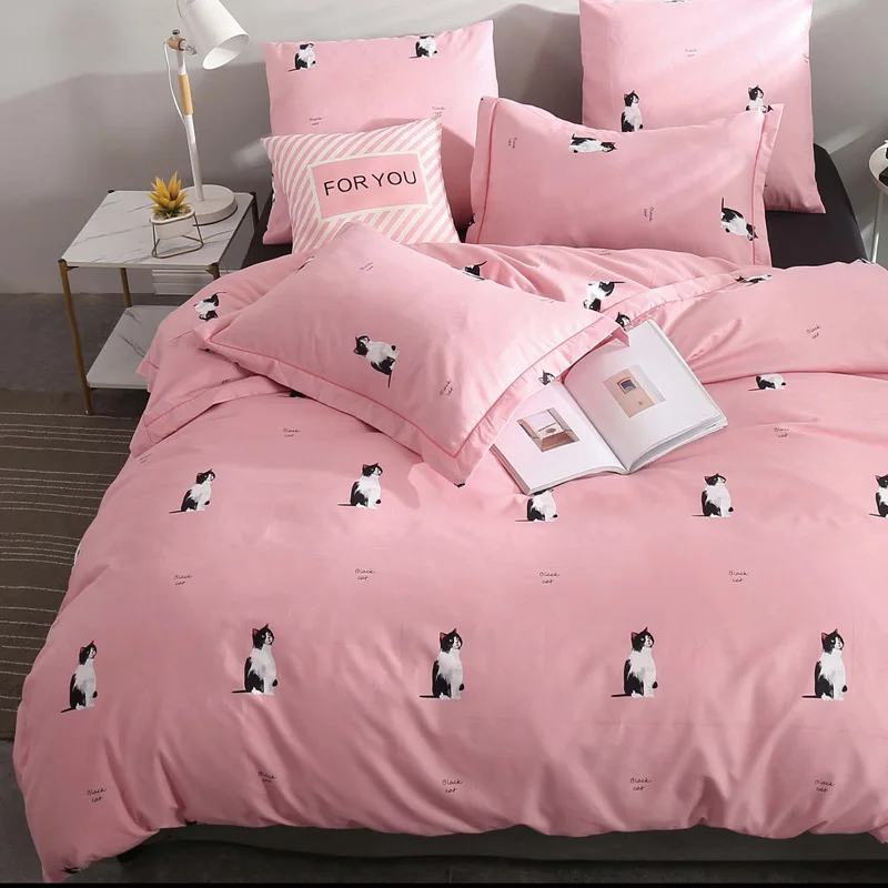 SL1018 Alanna Solid Sweet style Little red Heart Flower Plant leaves and animals Printed 4/7pcs Bedding set with Different Color - Цвет: SL1018