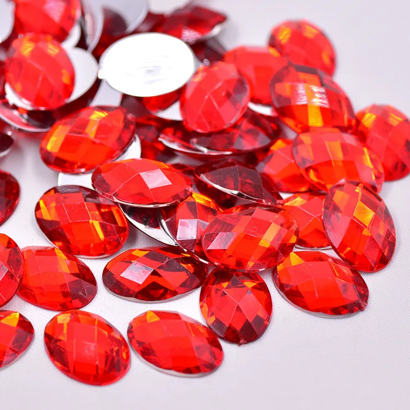 JUNAO-13-18mm-Red-Color-Oval-Rhinestones-Flatback-Acrylic-Gems-Glue-On-Fancy-Crystals-Stones-For