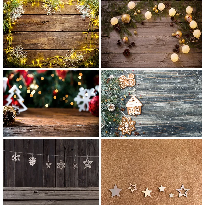 

SHENGYONGBAO Christmas Photography Backdrops Wooden Photo Background For Photo Studio Props Christmas Decoration 20106ZSD-07