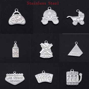 

20pcs/lot 100% Stainless Steel Places of interest DIY Charm Pendant for Making Necklace Bracelet Accessories