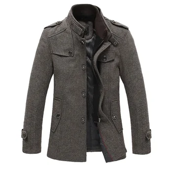 

2019 Autumn Winter Thick Men Overcoat 50% Wool Blend Plus Size Casual Jackets Stand Collar Outerwear Jaqueta Masculina Male Coat