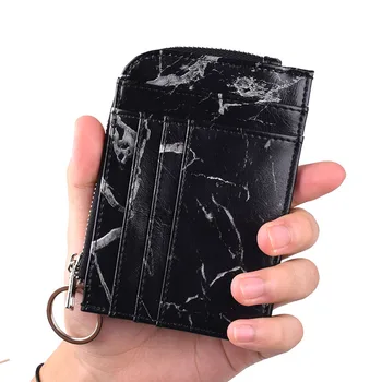 

Girl Marble pattern Keychain Leather Simple Key wallet Fashion Multifunction Card Holder Cover With Zipper Women Key Housekeeper