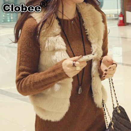 6XL 2020 Winter Mink Outwear Faux Fox Fur Waistcoat Colete De Pele Feminina Female Sleeveless Short Design Vest Coat X634 | Женская