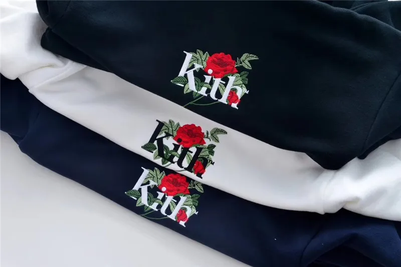 Kith Толстовка для мужчин и женщин с вышивкой розы уличная 1:1 лучшее качество повседневные толстовки для мужчин KITH пуловер толстовки