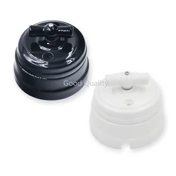 

Home Improvement European Ceramic Switch Wall Knob Light Switch 10A Insulating Switch Black White