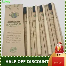 Бамбуковая зубная щетка 4 шт Двойная ультра мягкая зубная щетка бамбуковый уголь индивидуально обернутая зубная щетка Чувствительная Головка зубной щетки