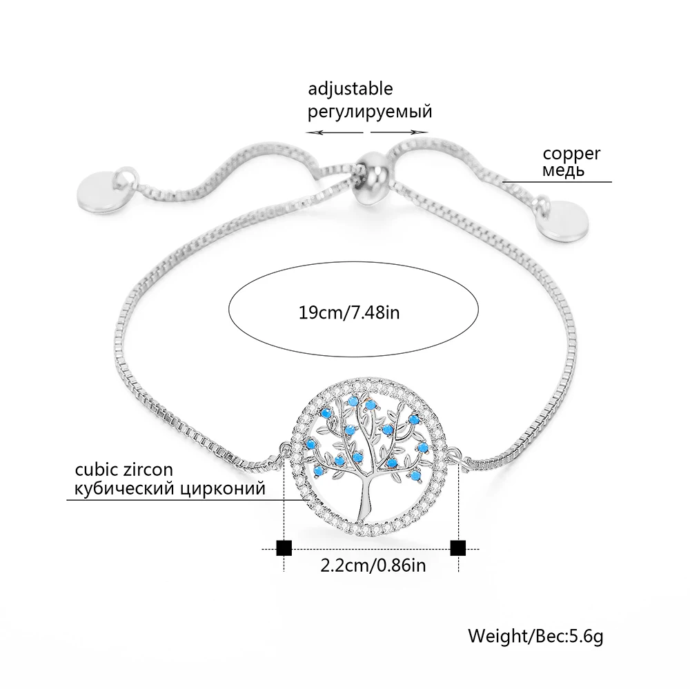 Кубический цирконий Золотой шарм браслеты для женщин Дерево жизни регулируемый браслет украшение подарок pulseira mujer moda