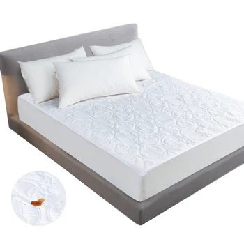 

Solid Color Waterproof Mattress Protector Cover Fitted Sheet Style Quilted Breathable Mattress thick Soft Pad For Bed bugs Proof