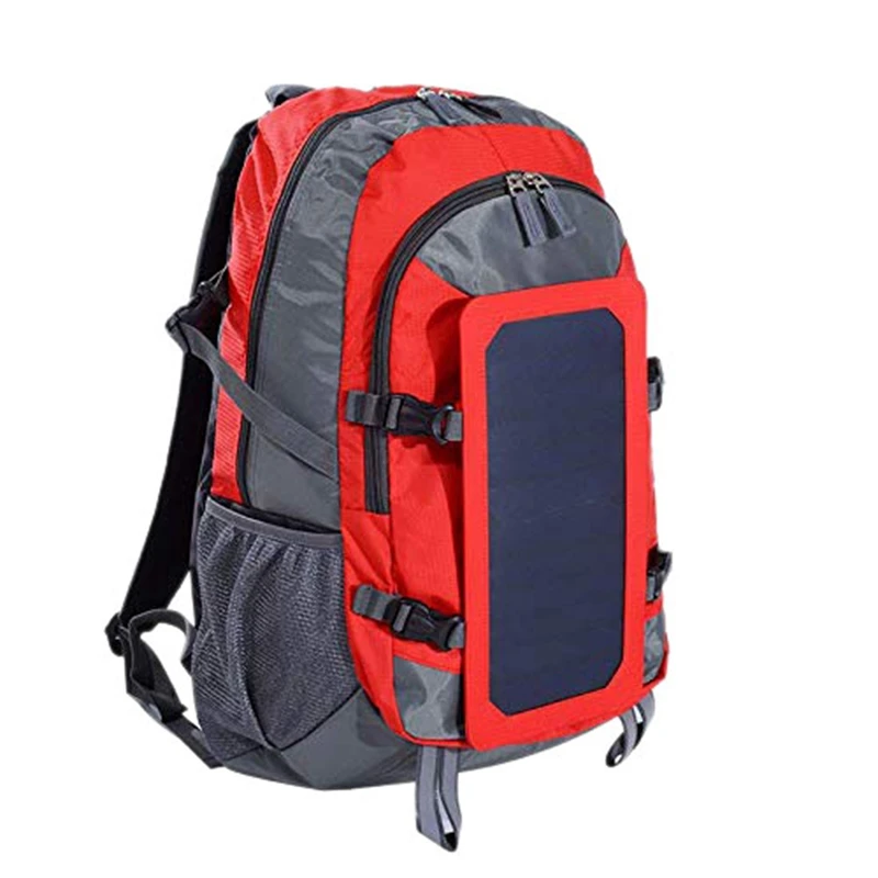 

Solar Backpack With Removable Solar Panel Multifunctional Solar Bag For Travel Camping Hiking Red