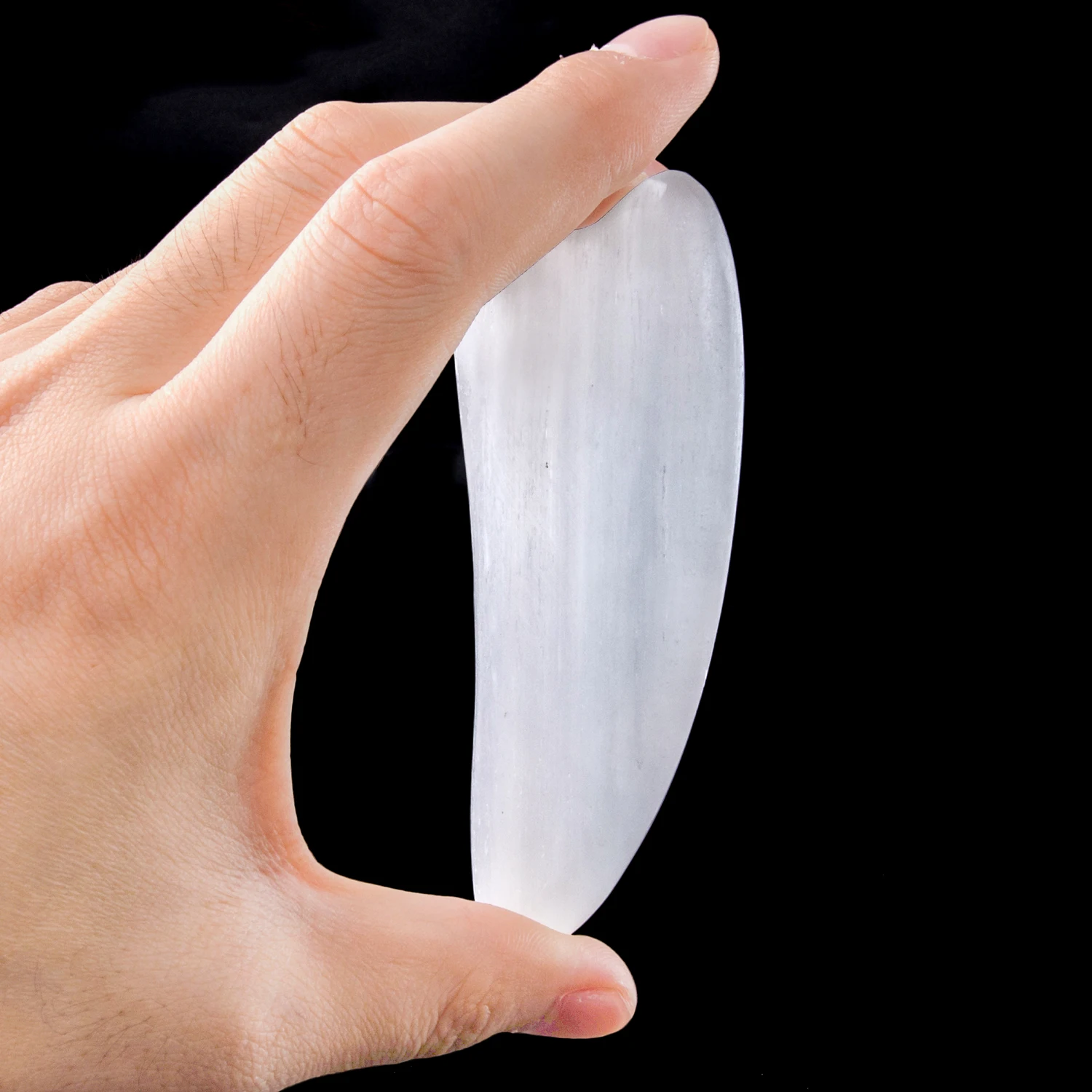 Selenite Stone Guasha Massage Board Chinese Medicine Gua Sha Tools for Scraching Facial Eyes Scraping Selenite Crystal Healing