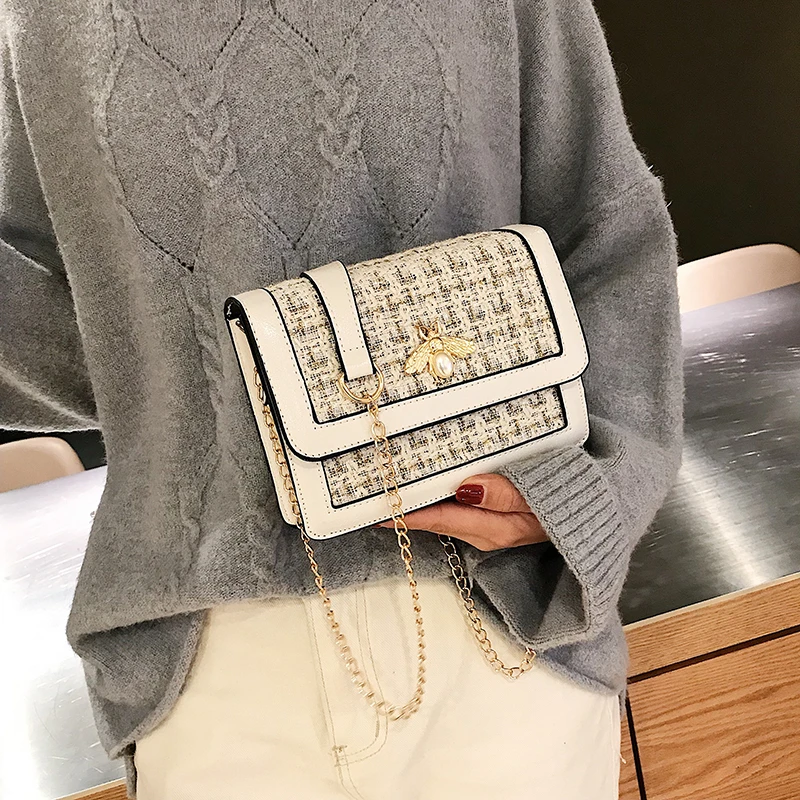 

2019 Flap Small Women Bag Bee Sequined Fashion Shoulder Pack Party Lady Messenger Crossbody Bags Famous Designer Clutch Handbag