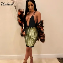 Блестящая юбка-карандаш Женская мода без рукавов облегающая короткая юбка женская Sexypocket Хип женский наряд