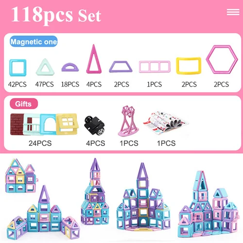 62-258pcs Mini Size Magnetic Blocks Designer Construction Set DIY Model& Building Blocks Magnetic Toys For Children Gifts - Цвет: Черный