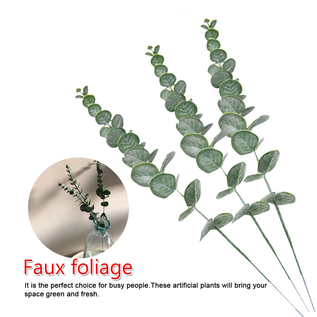 

Green Red 38cm Simulation Eucalipto Single Artificial Eucalyptus Leaf Artificial Plants For Wedding Shooting Home Decoration