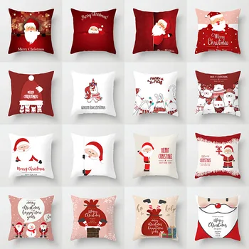 

Christmas Cushion Cover Santa Claus Pillow Case Christmas Decorations for Home Navidad Decor Red Pattern Happy New Year 2020
