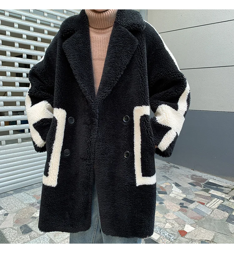 Меховое плюшевое толстое теплое хлопковое пальто для мужчин и женщин, стиль, смешанные цвета, длинное роскошное меховое пальто