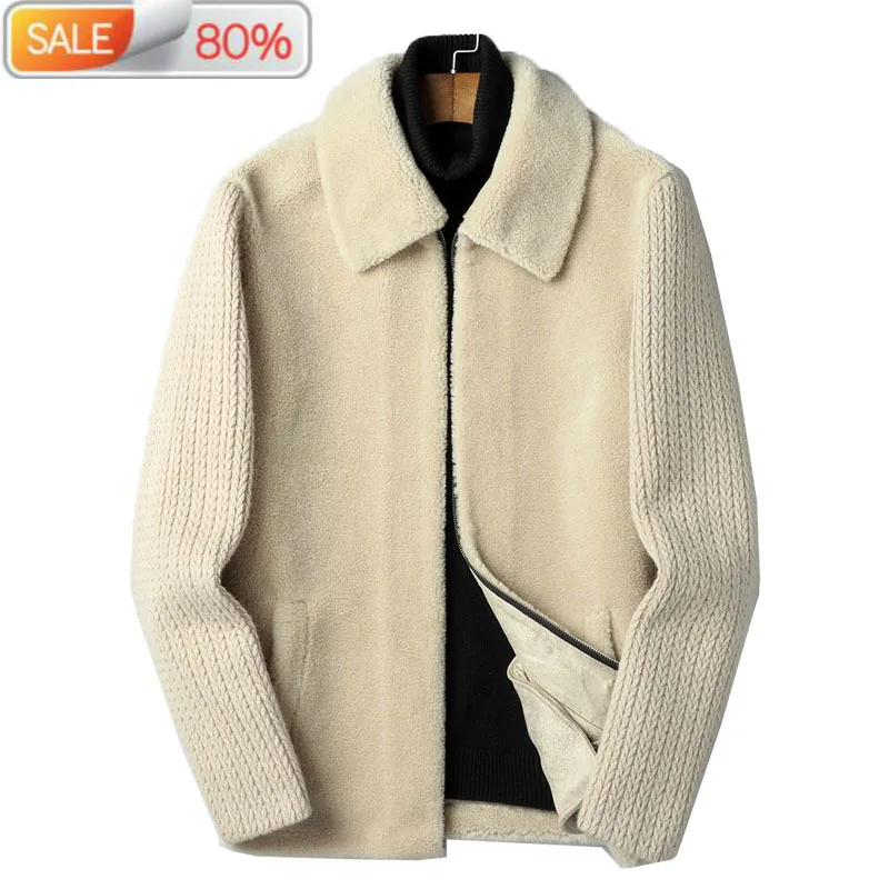 

Men's Coat 100% Wool Autumn Winter Sheep Shearing Jacket Real Fur Men Short Korean Vintage Fashion Jackets B21427