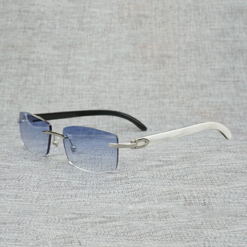 

Vintage Buffalo Horn Rimless Sunglasses Men Natural Wood Square Glasses Metal Frame Women Wooden Shades Oculos Eyeglasses 012N