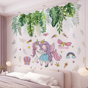 

[SHIJUEHEZI] Green Plant Leaves Wall Stickers Vinyl DIY Tree Leaf Mural Decals for Living Room Nursery Kitchen House Decoration
