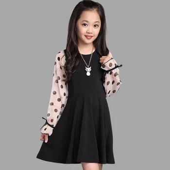 

Patchwork Girl Dresses Polka Dot Dress For Kids Summer Dress For Girls Casual Children's Dress Spring Costume For Girl 4-14 Year