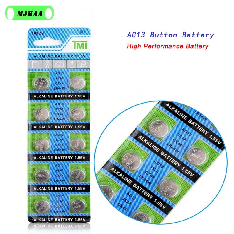 10 шт. дешевая АГ 13 ag13 батарея LR44 lr 44 357A S76E G13 Кнопочная батарея 1,55 В щелочная батарея 22 монета часы батарея