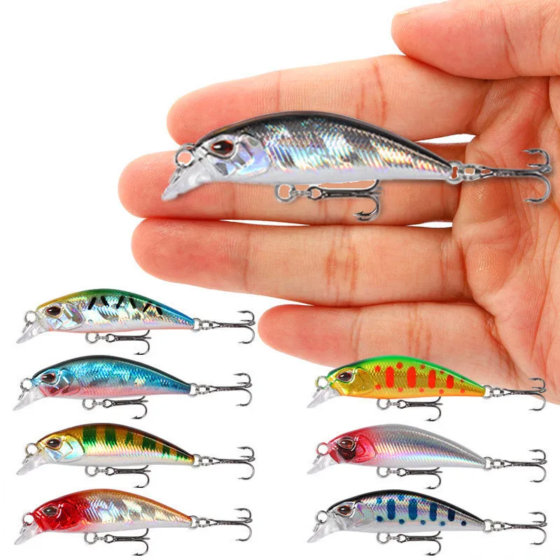 

NEW 48mm 4g Minnow Stream Fishing Lure Mini Trout Baits Small Whopper Vibrating Light Sinking Micro Fish Crankbait Japan Winter