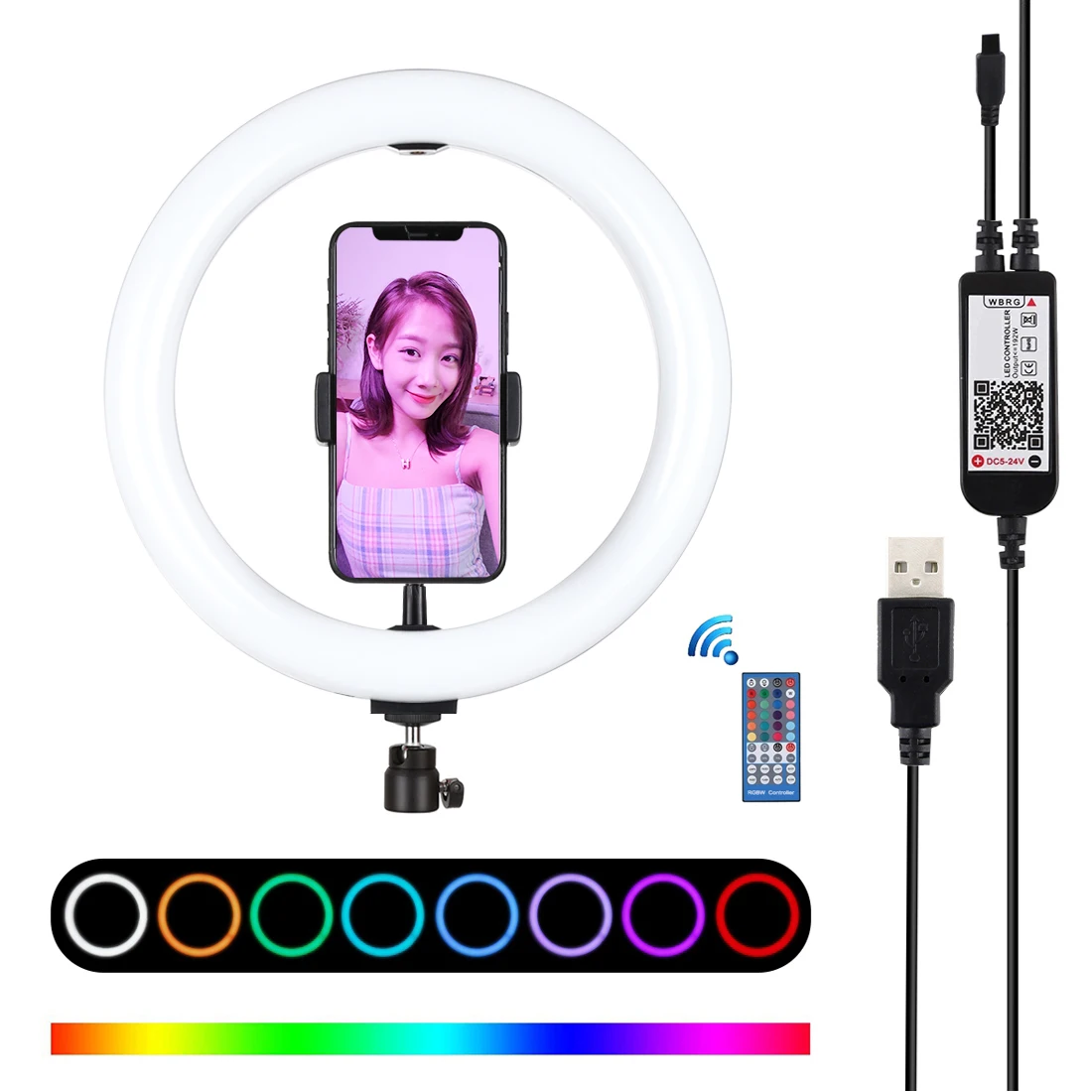 

Светодиодное кольцо PULUZ, 10,2 дюйма, 26 см, USB, RGBW, с регулируемой яркостью