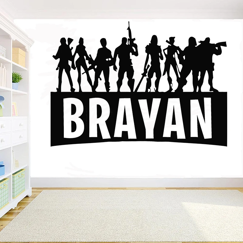Customed Name Wall Sticker Boys Gaming Room Vinyl Decal Kids Bedroom Wall Decor Gamer Room Decoration Accessories Video Game