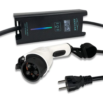 

6A 10A 16A SAE J1772 type 1 EVSE charging controller cable with schuko plug colorful light