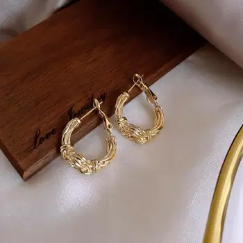 

New Exaggerated S925 Silver Needle Simple Geometry Frosty Retro Round Ear Hoop Personality Earrings Wedding Jewelry Accessories