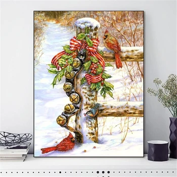 

Diamomd Embroidery Cross Stitch Winter Scenery Needlework Sets For Full Fruit Kits White Canvas DIY Home Decor