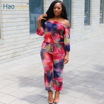 

ZOOEFFBB Letter Tie Dye Sexy Jumpsuit Backless Bandage Body Plus Size Overalls One Piece Off Shoulder Rompers Womens Jumpsuit
