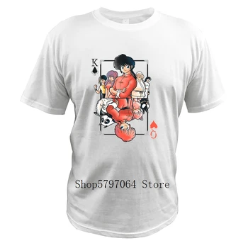 

Ranma T-Shirt Poker K Q 100% Cotton Japanese Famous Anime Size 3XL Design Tees Saotome Genma Tendou T Shirt