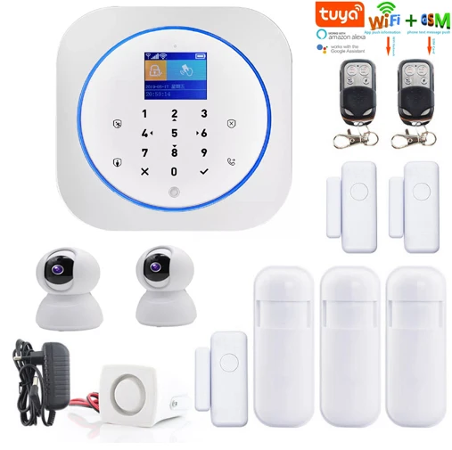 

Yobang Security Tuya WIFI GSM Home Alarm Home Burglar Security System Kit With Alexa Android and IOS Tuya APP Remote Control