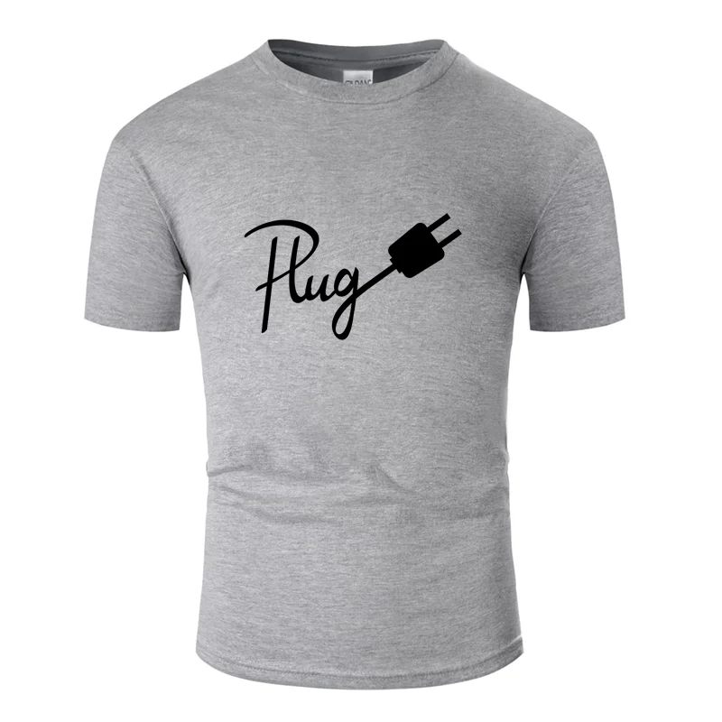 Men-Gray Удобная мужская футболка с надписью plug, модная одежда, мужская футболка с вырезом лодочкой, европейский размер, S-5xl хип-хоп топы - Цвет: Men-Gray