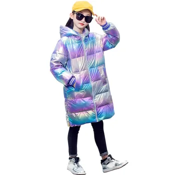 

Children Winter Jacket Girl Clothes Shiny Outerwear Kids boys Warm Thick With Hooded Long Style Down Coats for 3-8 y kids boys