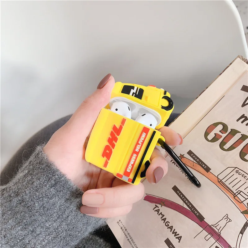Airpods 1 2 Чехол милый 3D DHL Экспресс автомобильный брелок силиконовый мягкий Bluetooth гарнитура чехол для ключей для женщин мужчин DIY сумка Аксессуары