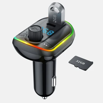 

Car MP3 player Bluetooth hands-free AUX audio input and output LED colorful breathing music light USB car charger PD18W