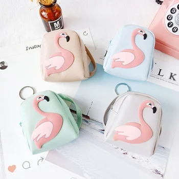 

1 PC Mini Flamingo Coin Purse Cartoon Flamingo PU Leather Women Girls Cute Small Coin Purse Wallet Dropship New Arrival