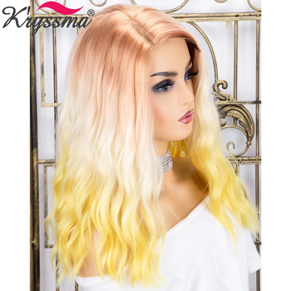 

Short Bob Synthetic Cosplay Wigs For Women Colorful Rainbow Deep Wave Wigs Ombre Ash Blonde Yellow Women's Wigs Heat Resistant